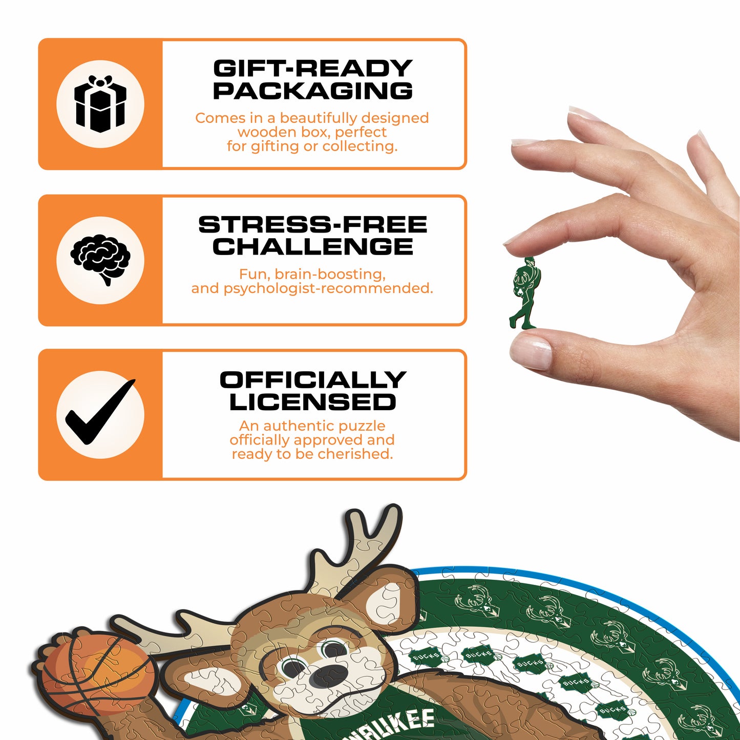 Milwaukee Bucks™ Mascot - Wooden Puzzle