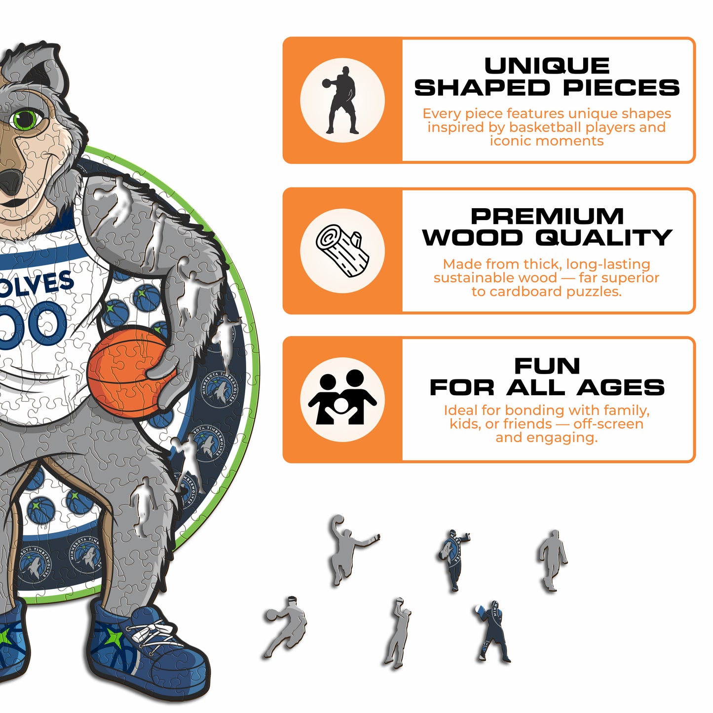 Minnesota Timberwolves™ Mascot - Wooden Puzzle