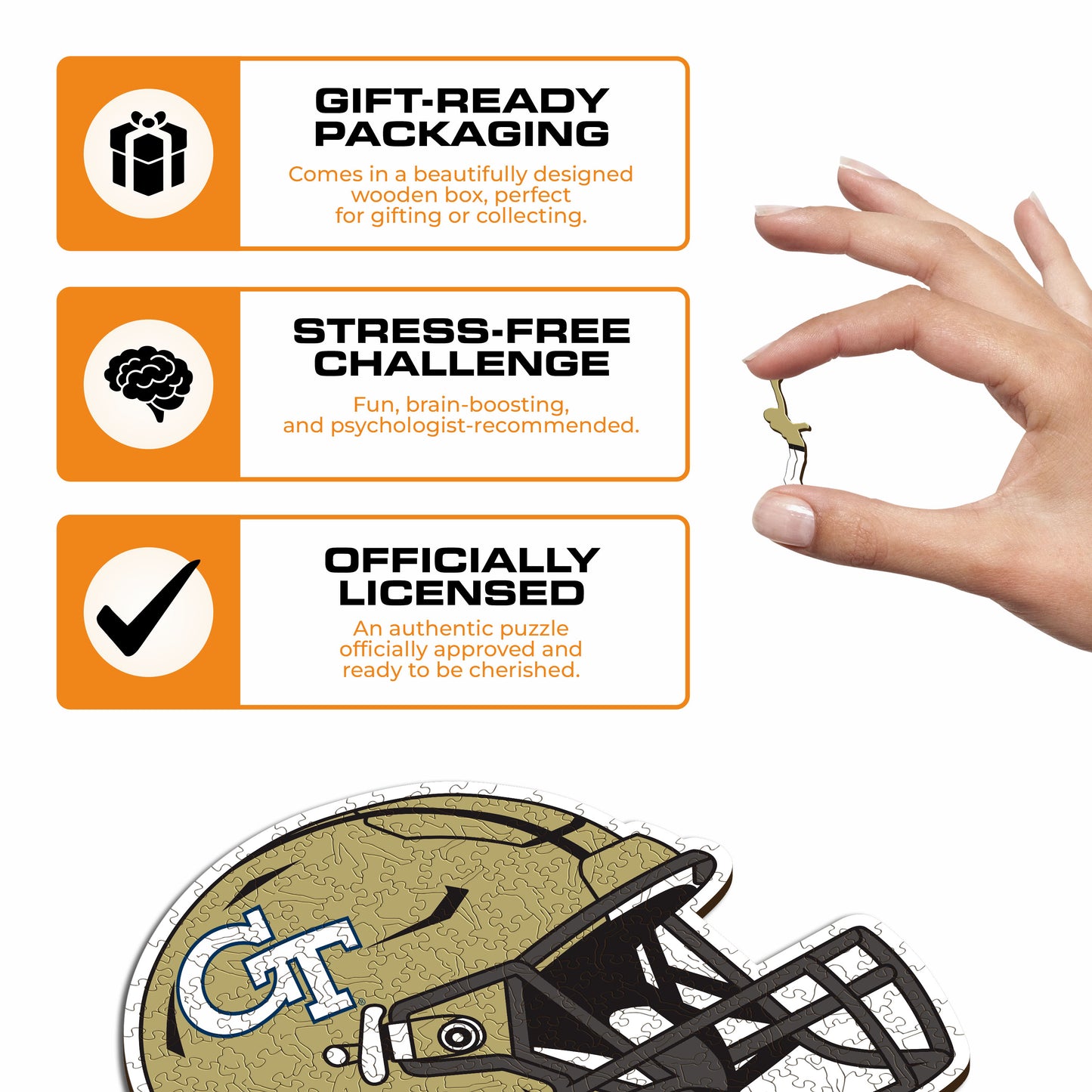 Georgia Tech Yellow Jackets Helmet Wooden Puzzle