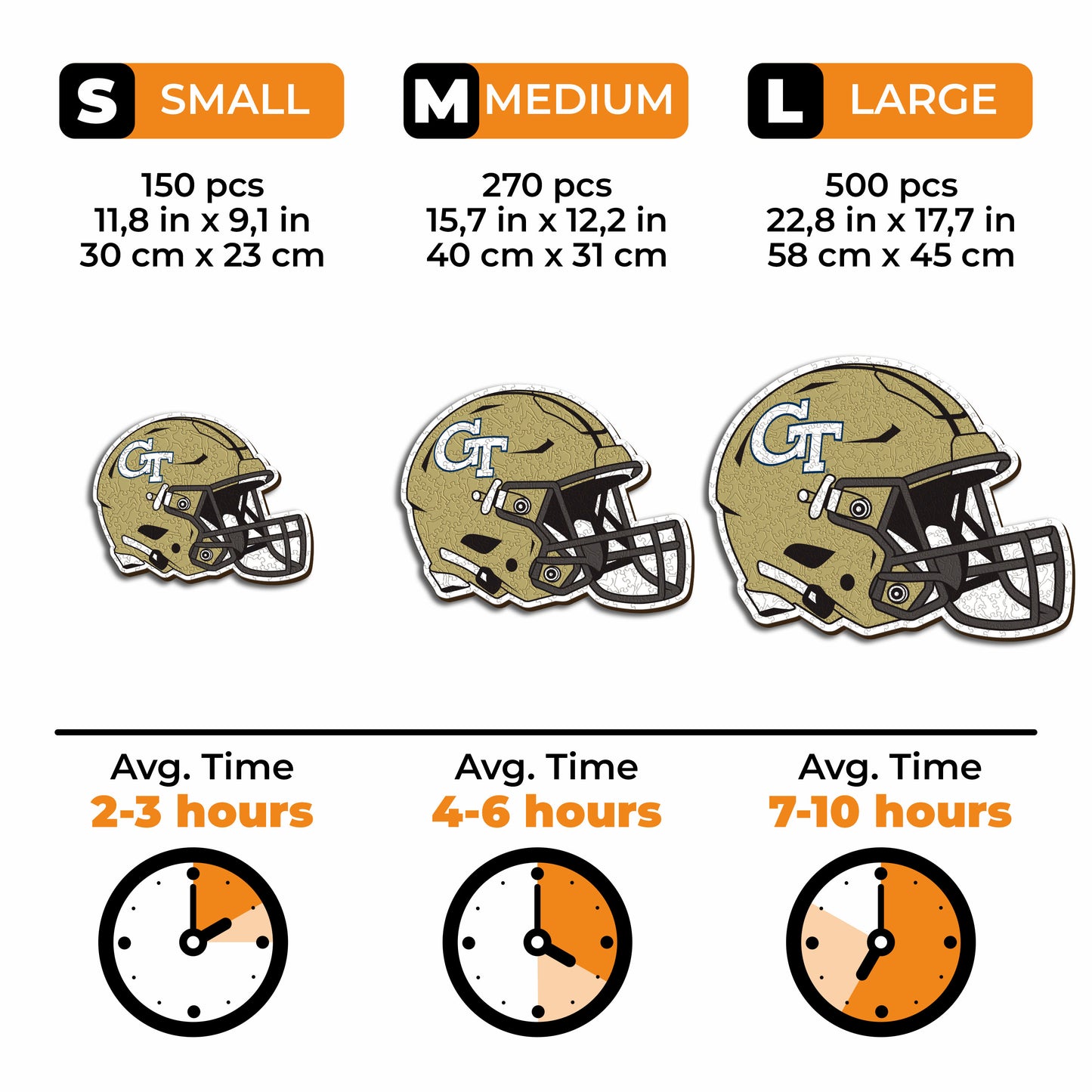 Georgia Tech Yellow Jackets Helmet Wooden Puzzle