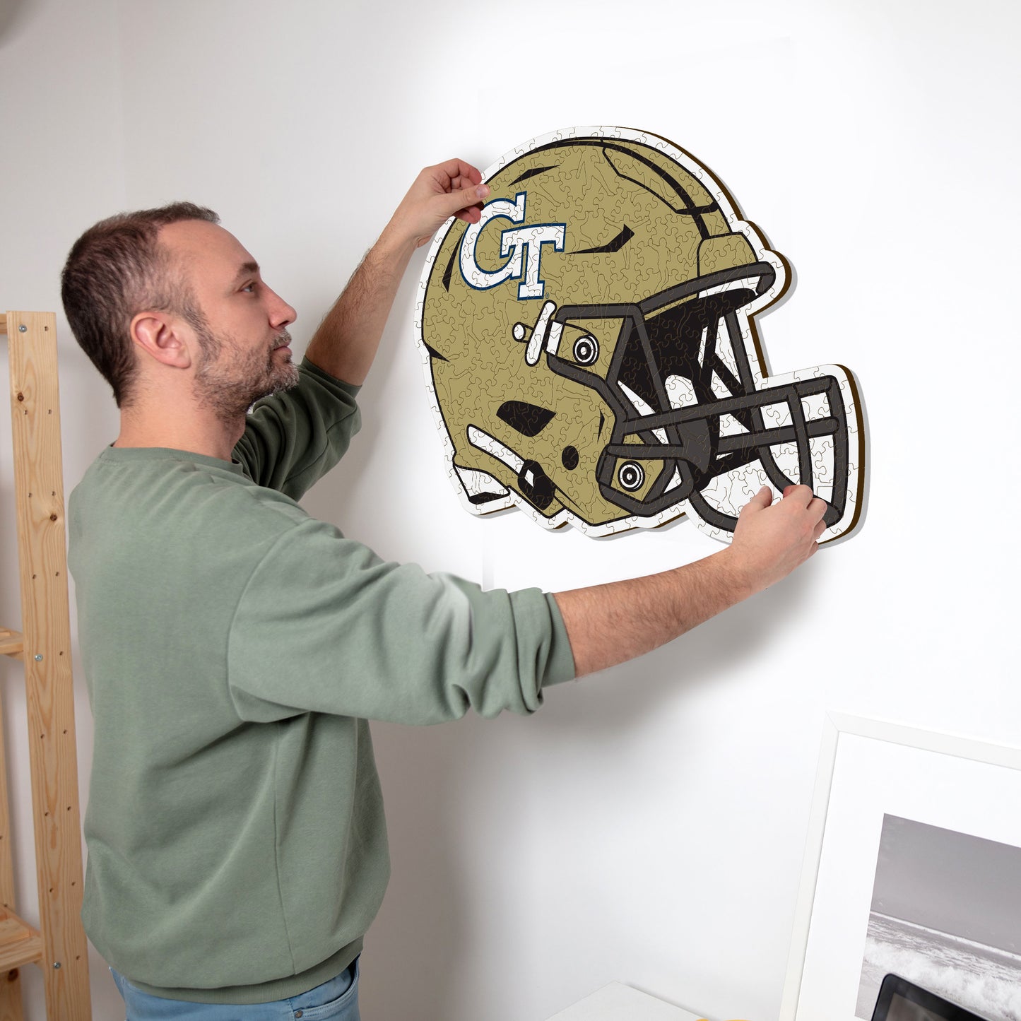 Georgia Tech Yellow Jackets Helmet Wooden Puzzle