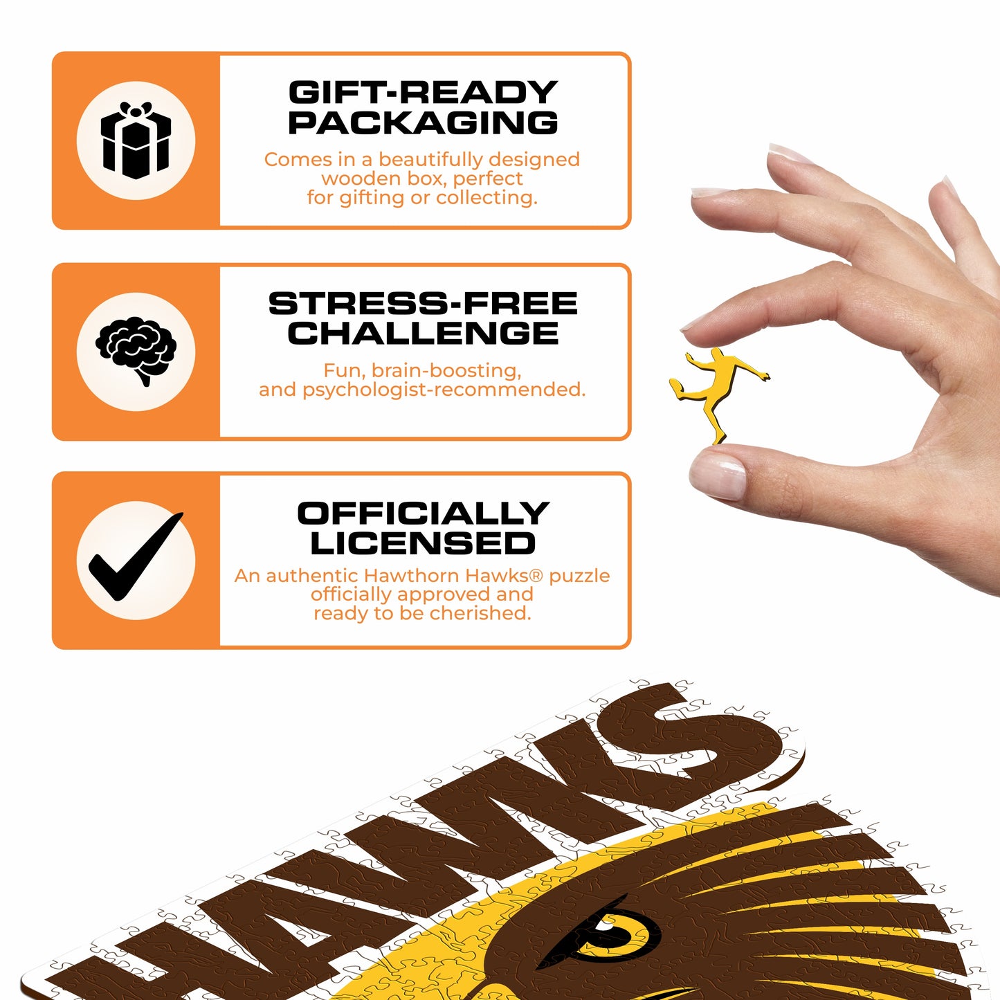 Logotipo do Hawthorn Hawks FC - Quebra-cabeça de madeira 