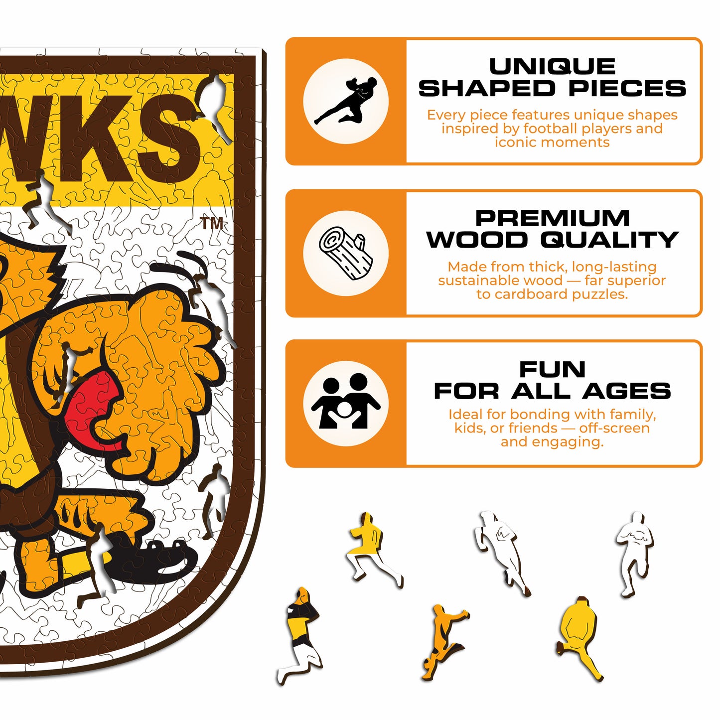 Hawthorn Hawks FC Retro Mascot - Wooden Puzzle