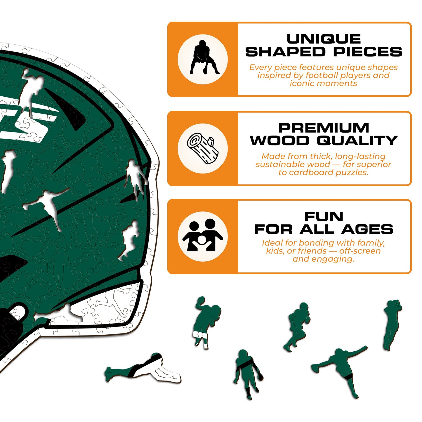 Capacete New York Jets™ - Quebra-cabeça de madeira 
