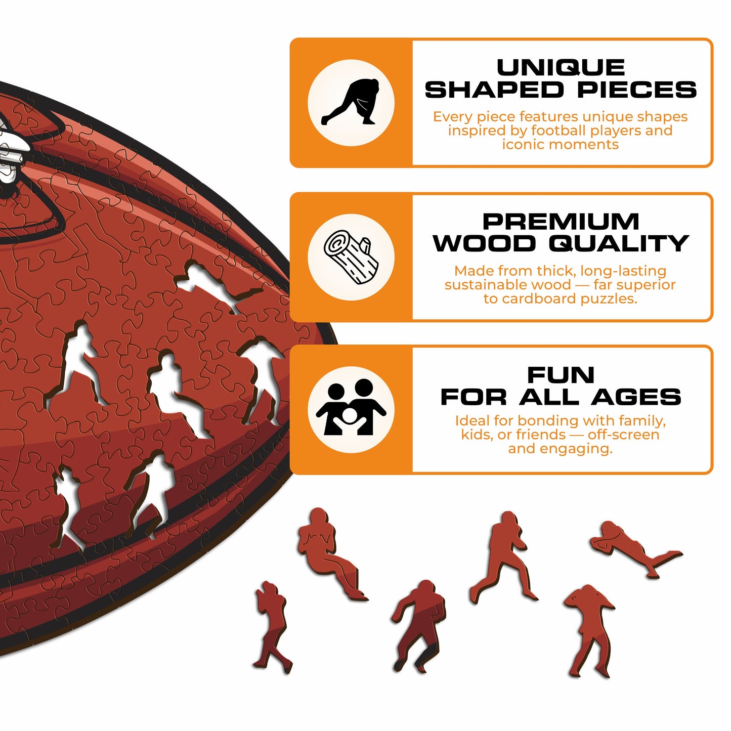 Detroit Lions™ Football - Wooden Puzzle