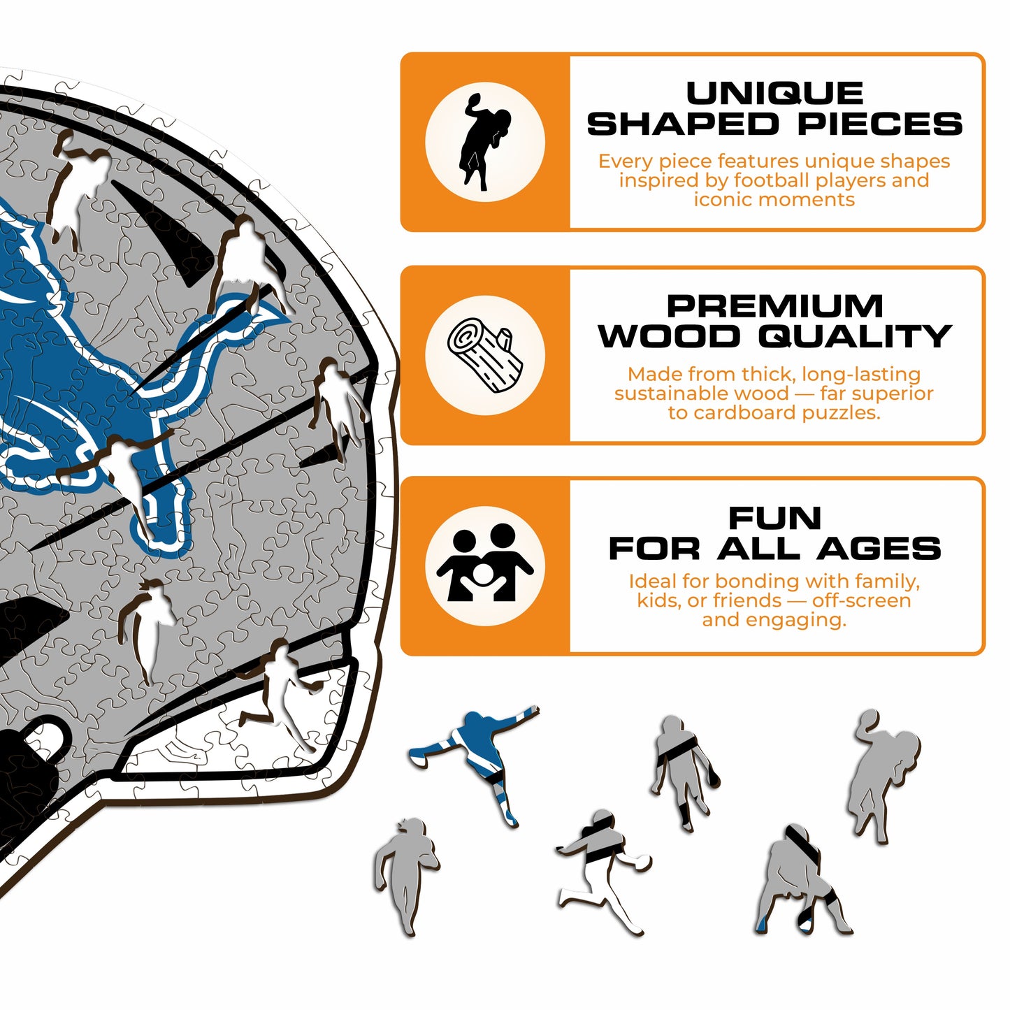 Capacete Detroit Lions™ - Quebra-cabeça de madeira 