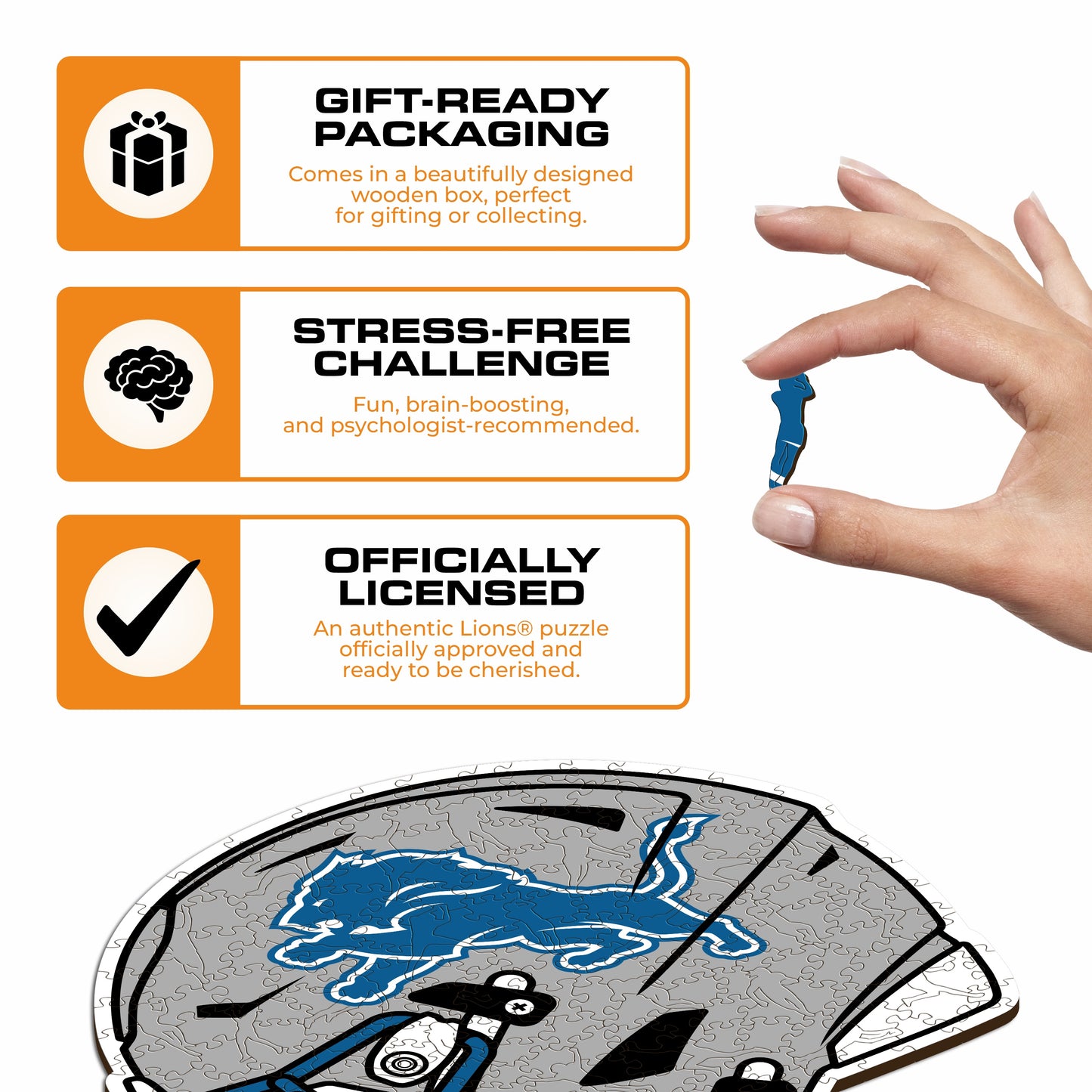Capacete Detroit Lions™ - Quebra-cabeça de madeira 
