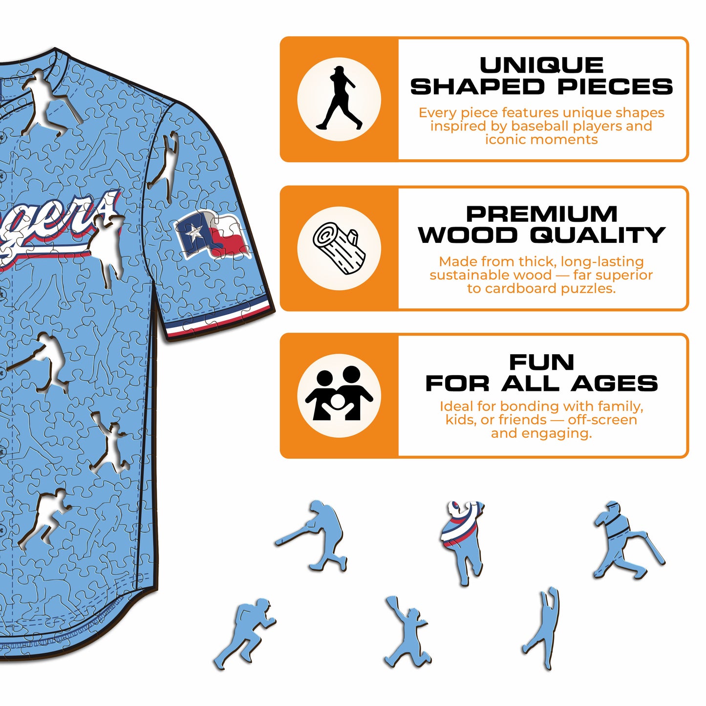 Texas Rangers™ Jersey Wooden Puzzle