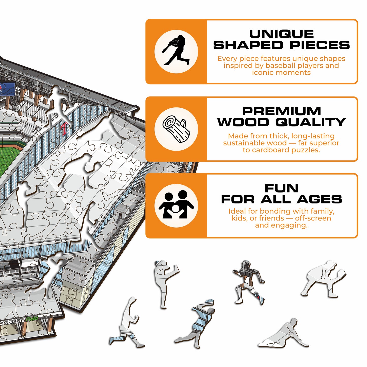 Texas Rangers™ Globe Life Field Wooden Puzzle