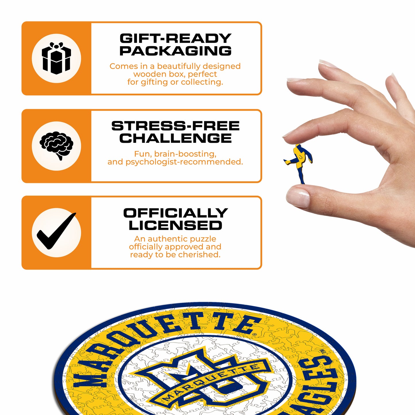 Marquette Golden Eagles Logo Wooden Puzzle