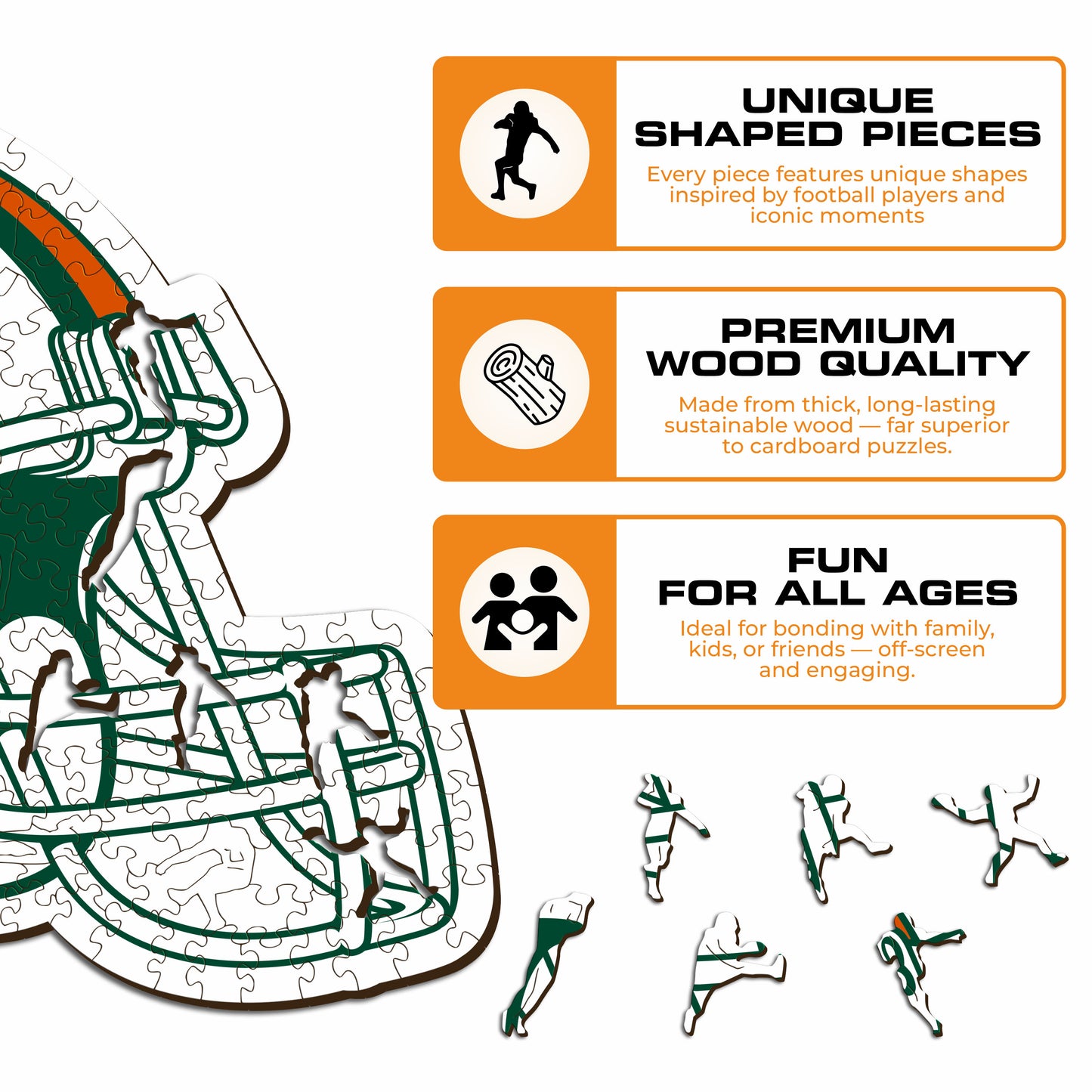 University of Miami Helmet - Wooden Puzzle