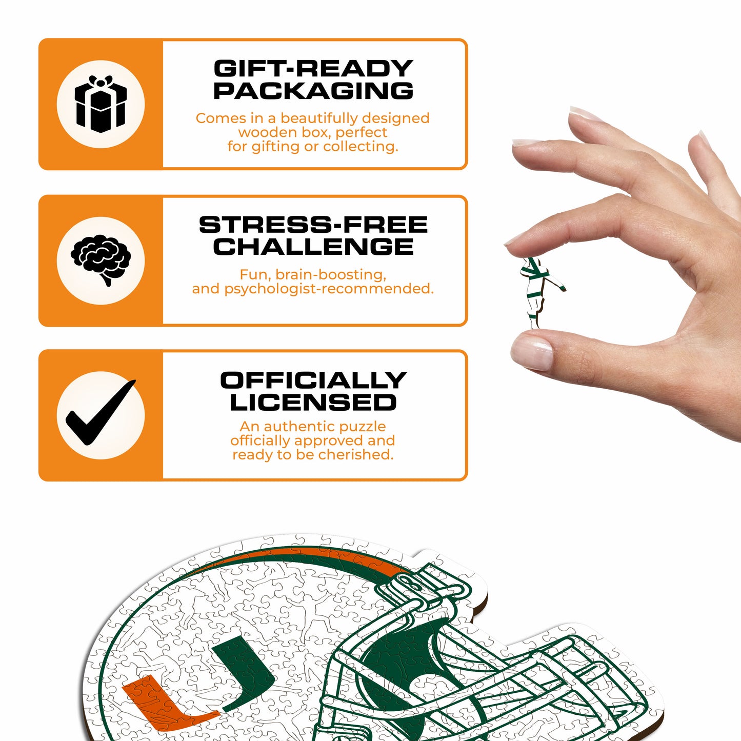 University of Miami Helmet - Wooden Puzzle