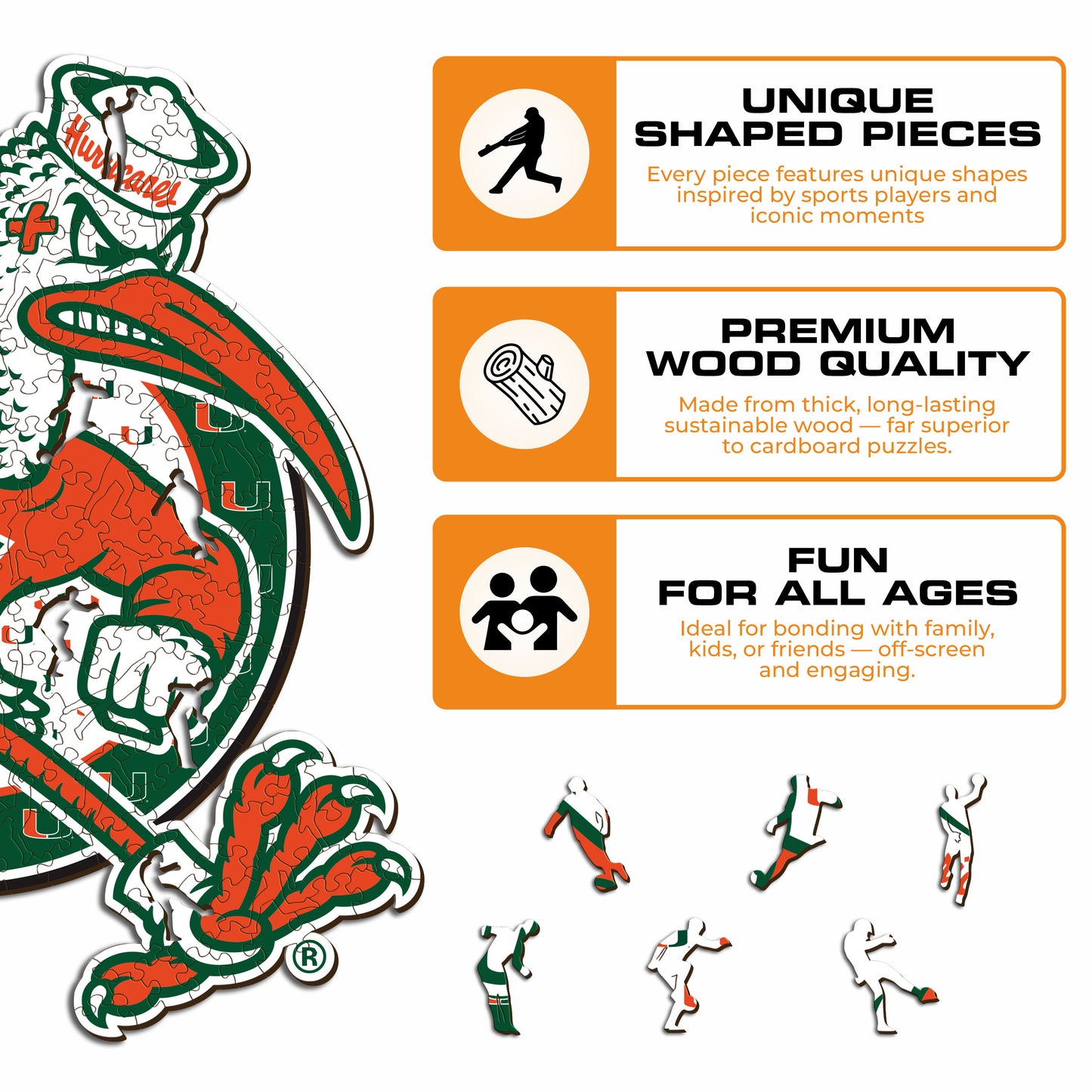 Miami Hurricanes Mascot Wooden Puzzle