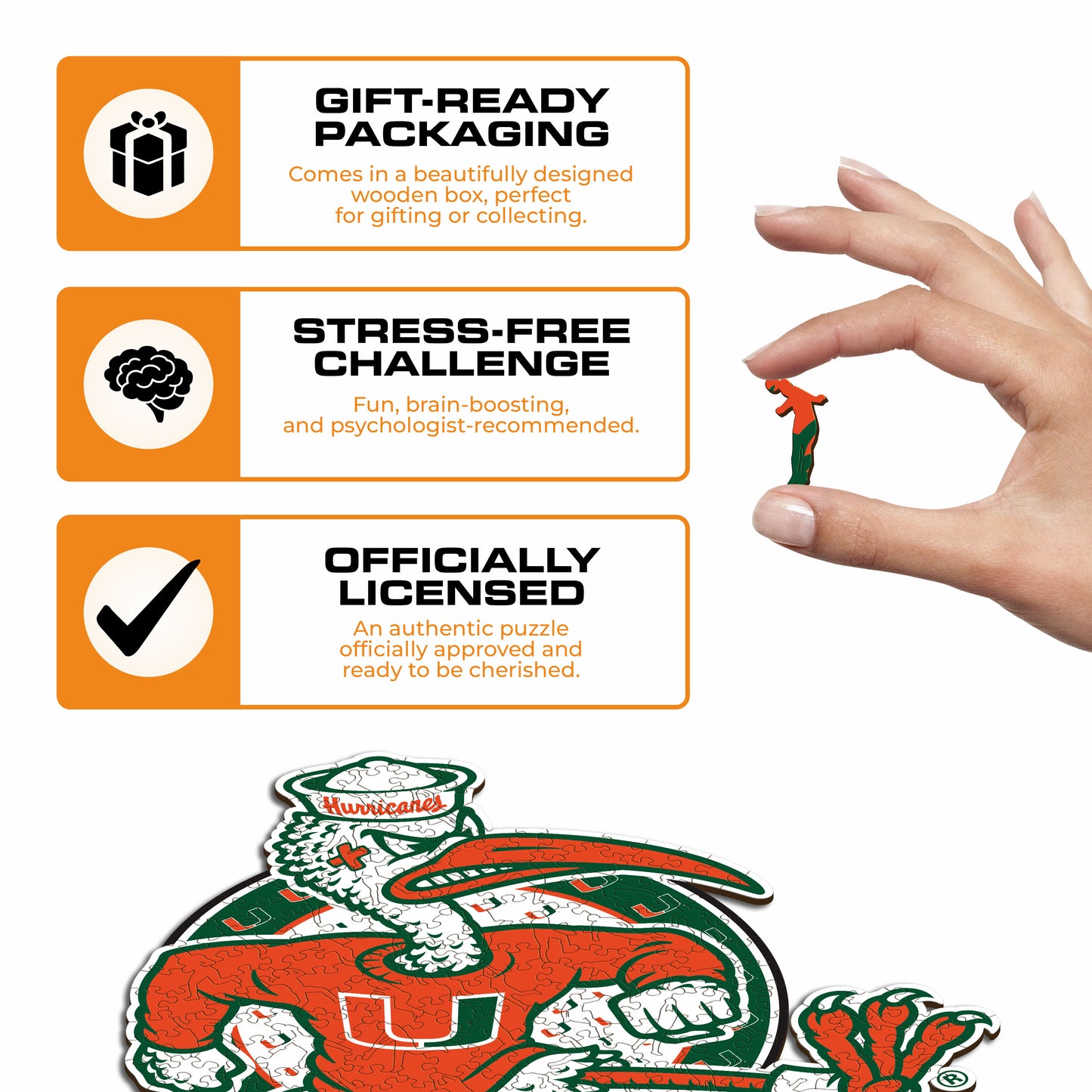 Miami Hurricanes Mascot Wooden Puzzle