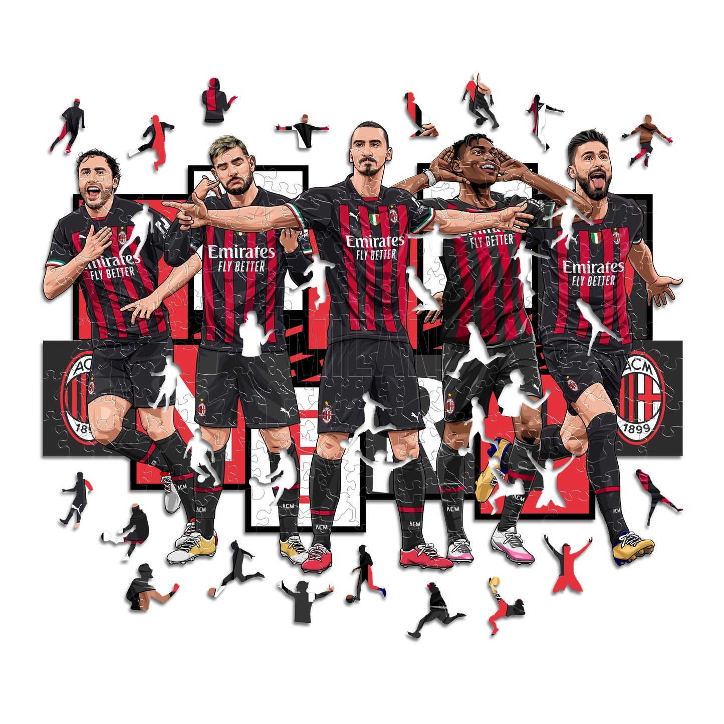 3 件裝 AC Milan® 標誌 + 復古標誌 + 5 名球員