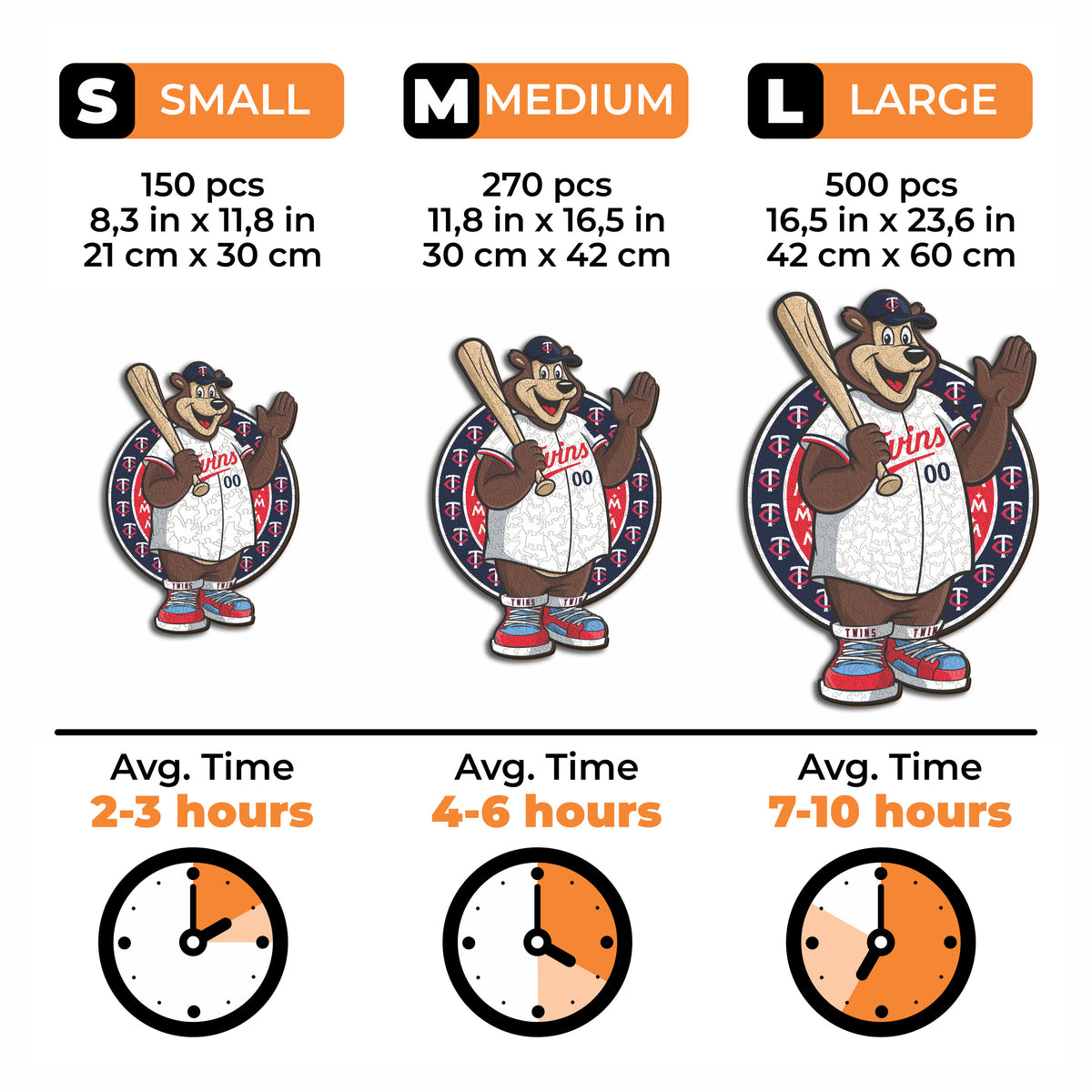Pacote com 3 unidades de beisebol Minnesota Twins™ + logotipo principal + mascote 