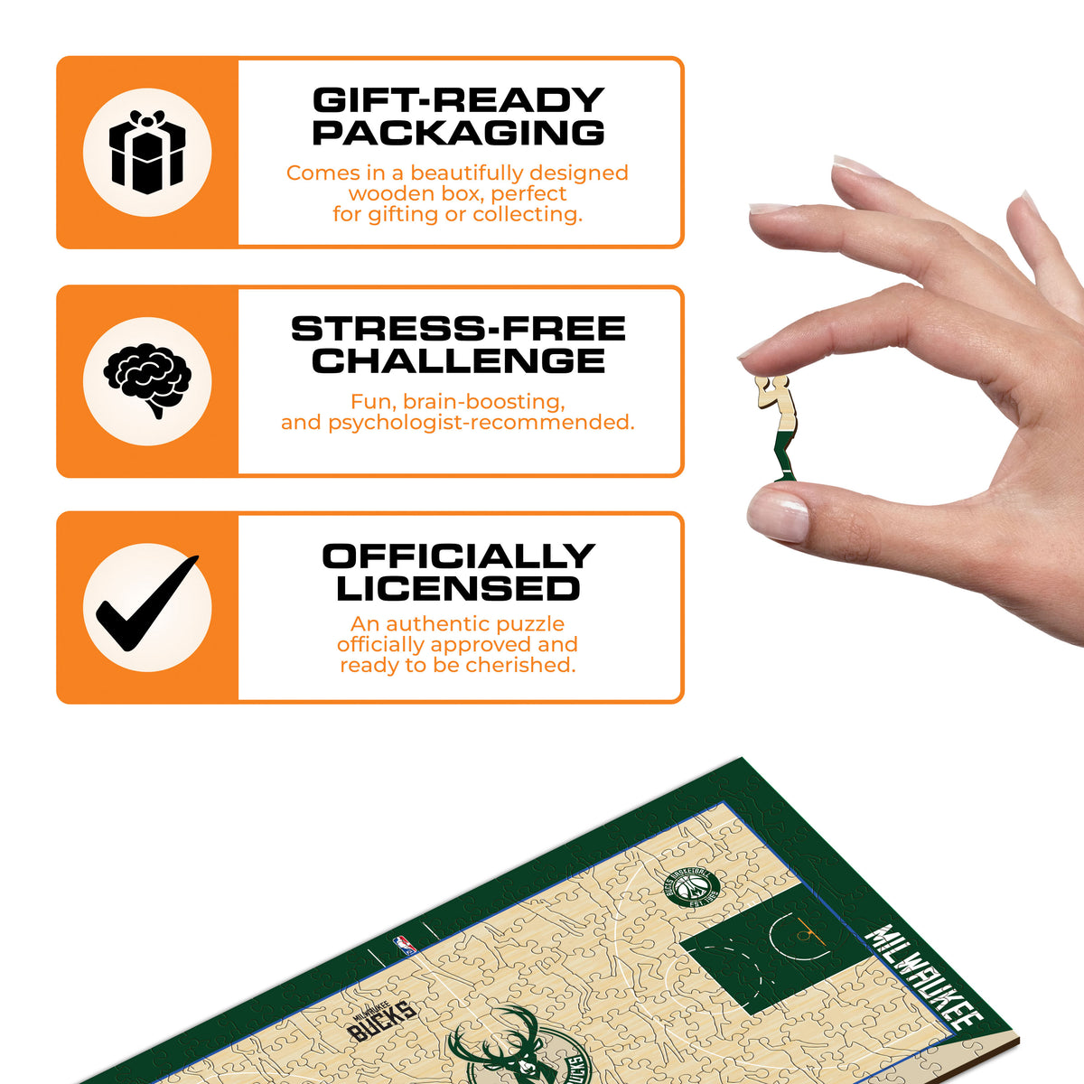 Milwaukee Bucks™ Court Wooden Puzzle