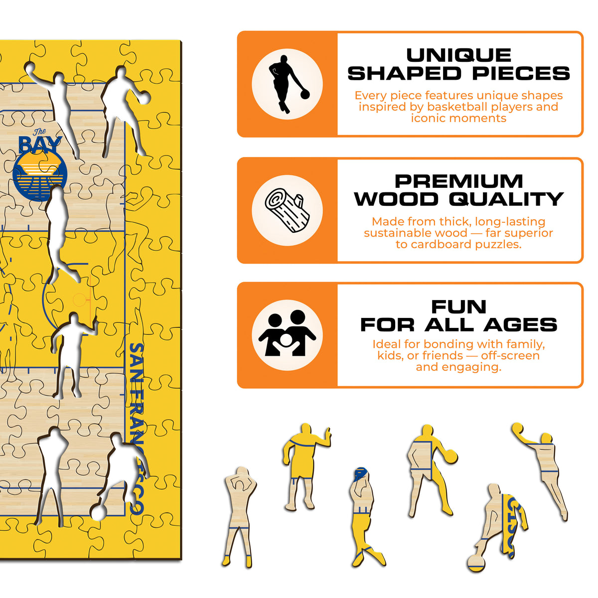 Puzzle de madeira com o logótipo dos Golden State Warriors™