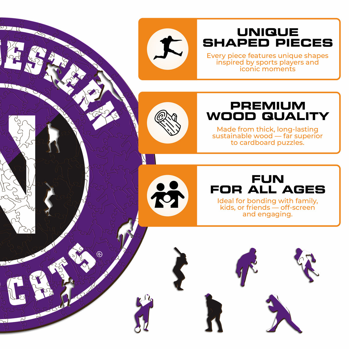 Northwestern Wildcats Logo Wooden Puzzle