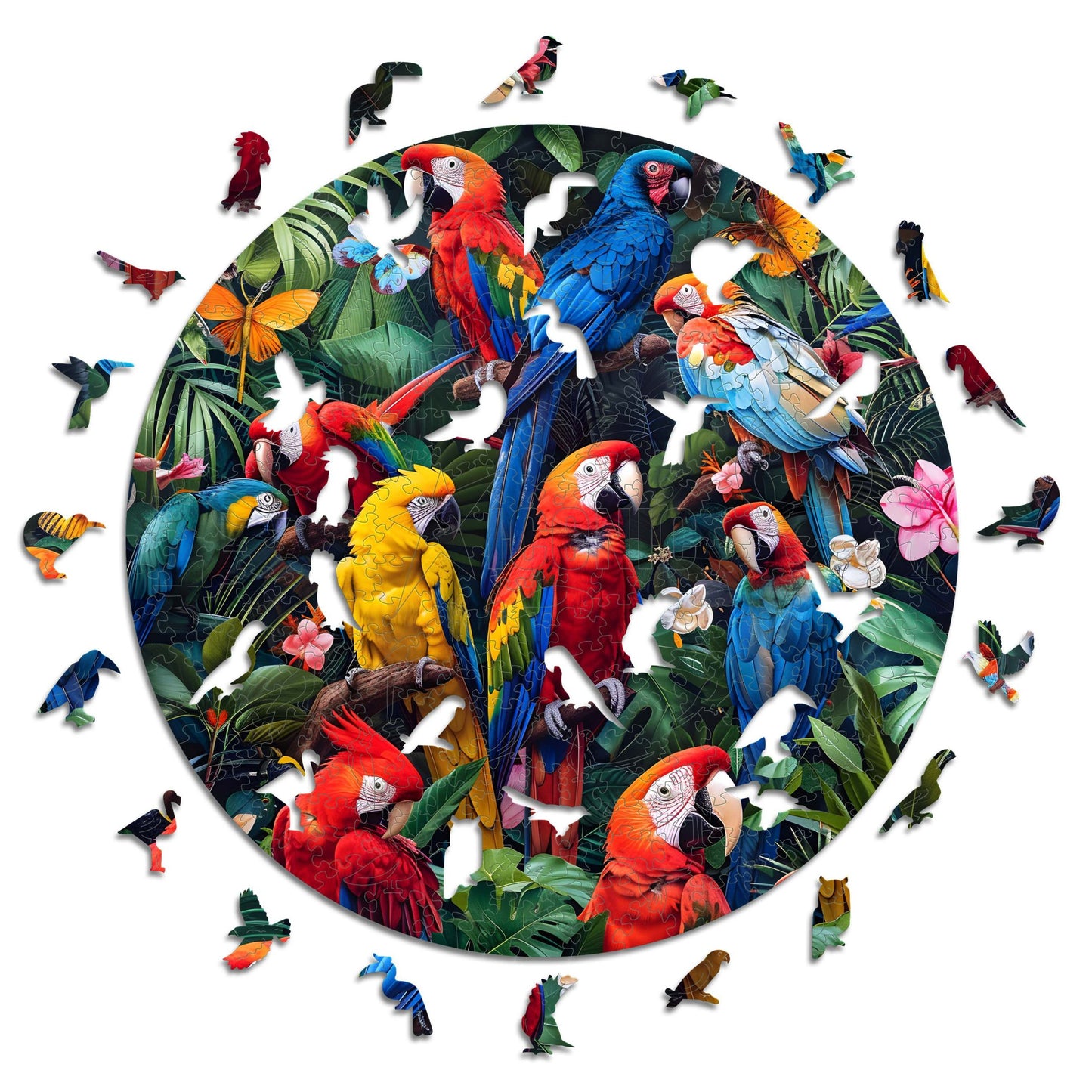 Colorful Parrots - Wooden Puzzle