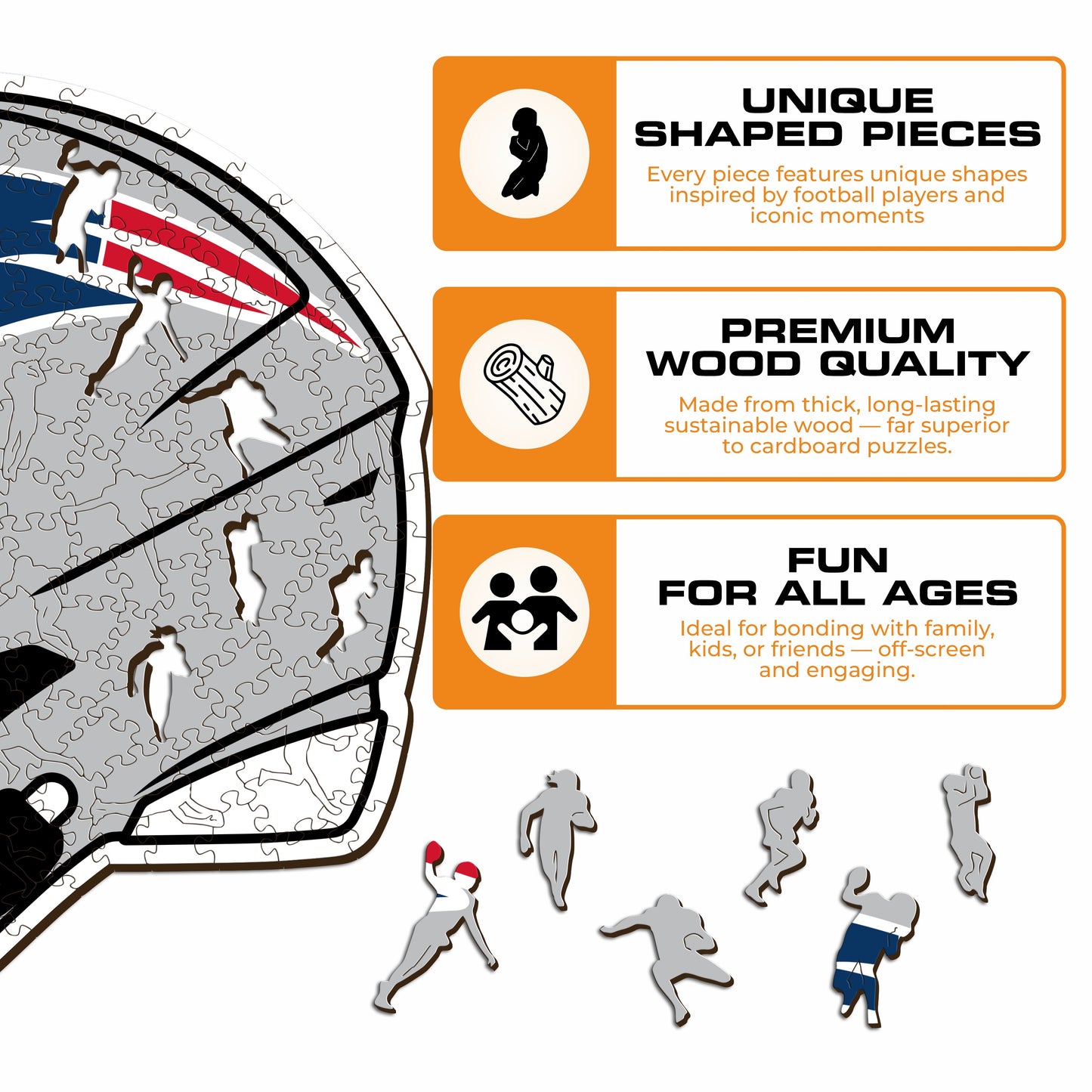 Capacete New England Patriots™ - Quebra-cabeça de madeira