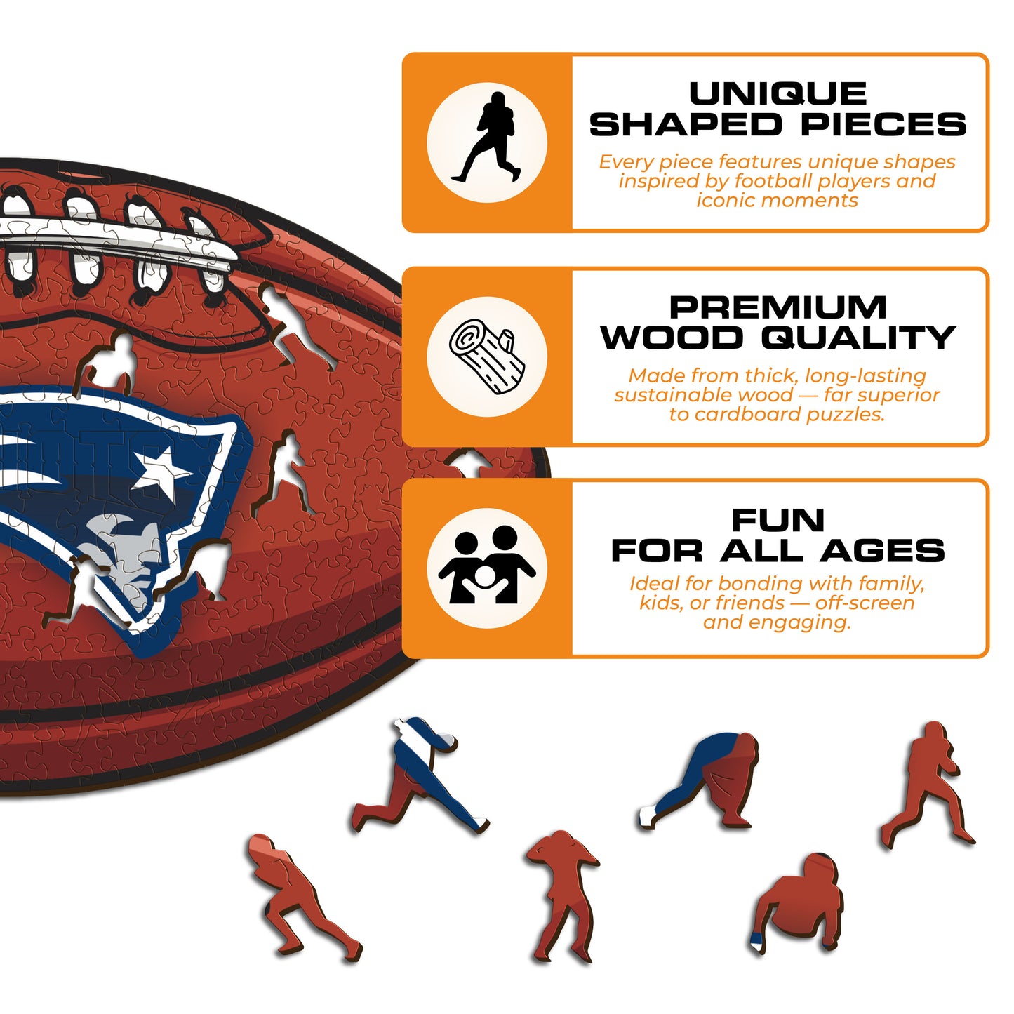 New England Patriots™ Futebol - Quebra-cabeça de madeira 