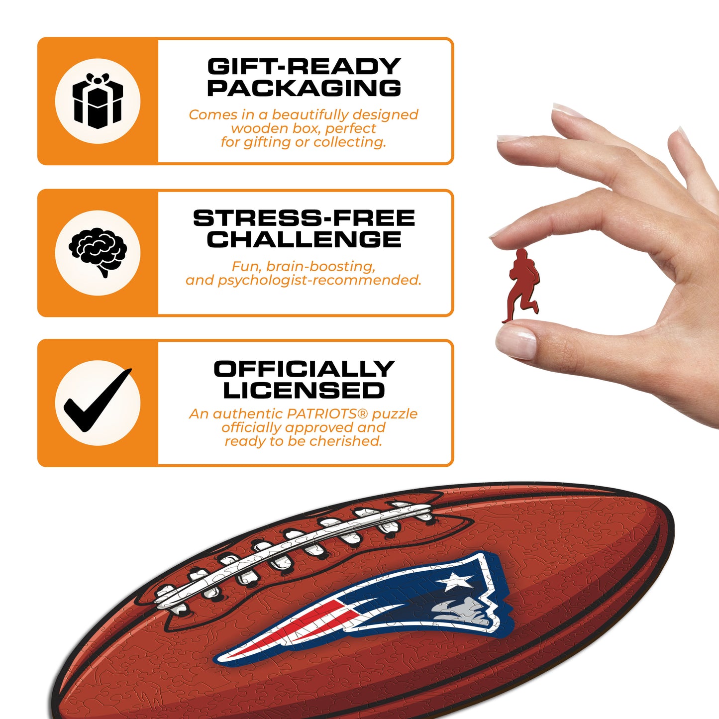 New England Patriots™ Futebol - Quebra-cabeça de madeira 