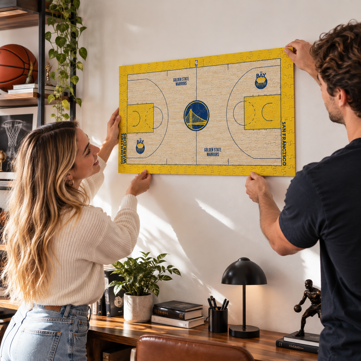 Puzzle de madeira com o logótipo dos Golden State Warriors™
