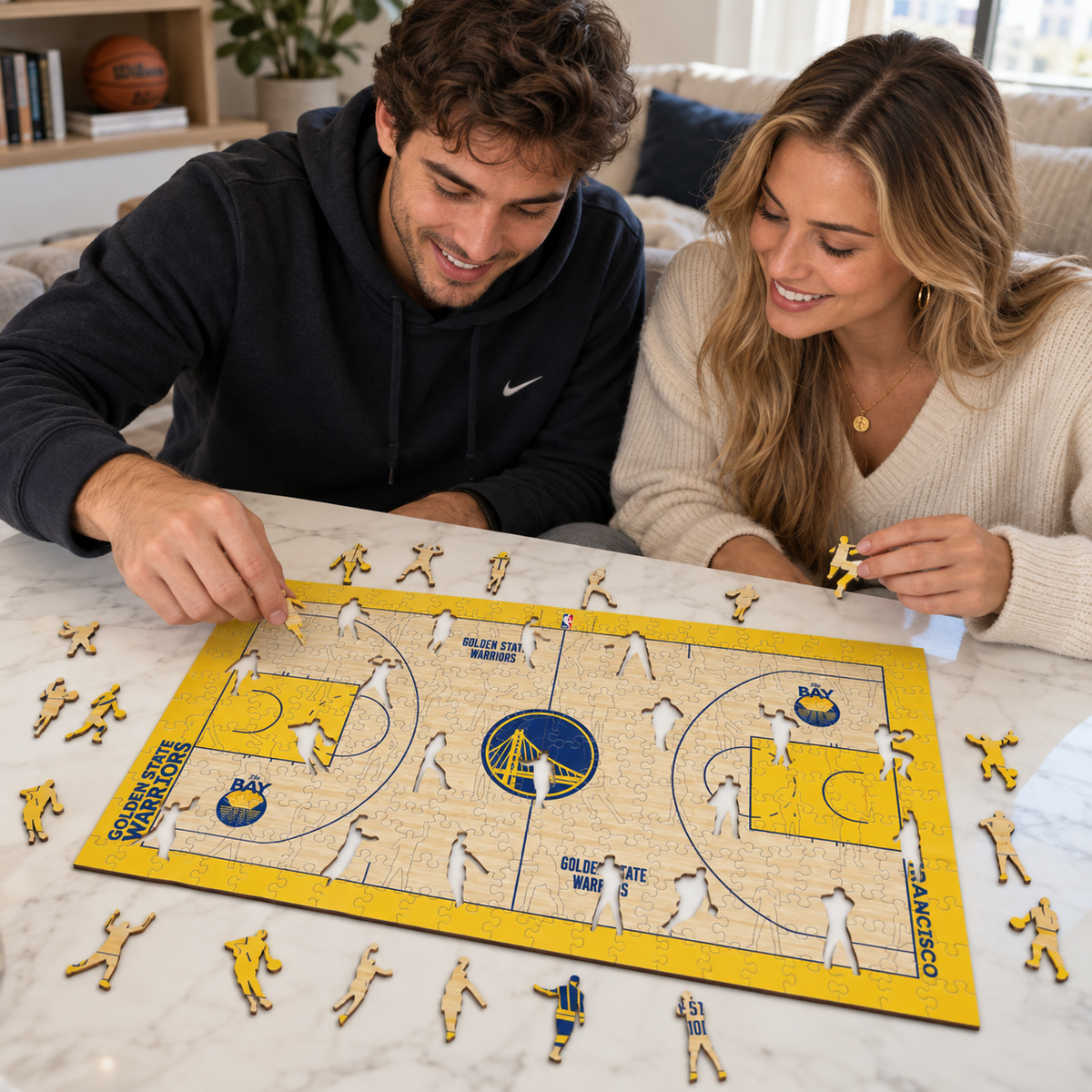 Puzzle de madeira com o logótipo dos Golden State Warriors™