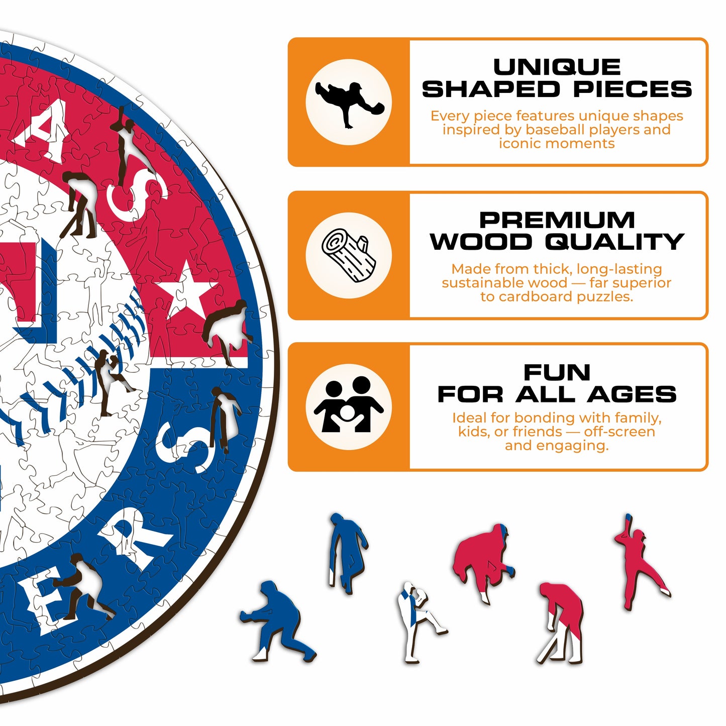 Texas Rangers™ - Quebra-cabeça de madeira 