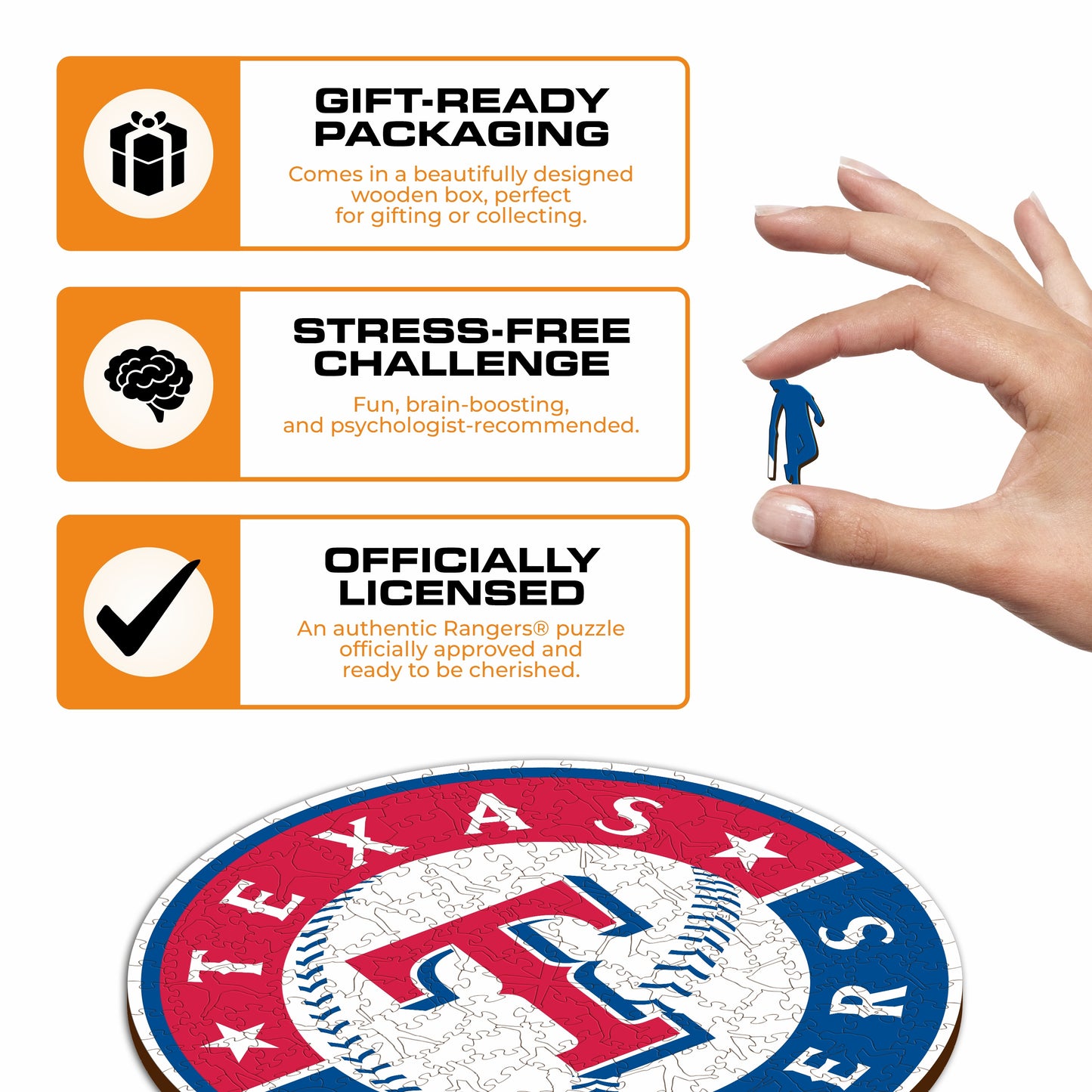 Texas Rangers™ - Quebra-cabeça de madeira 