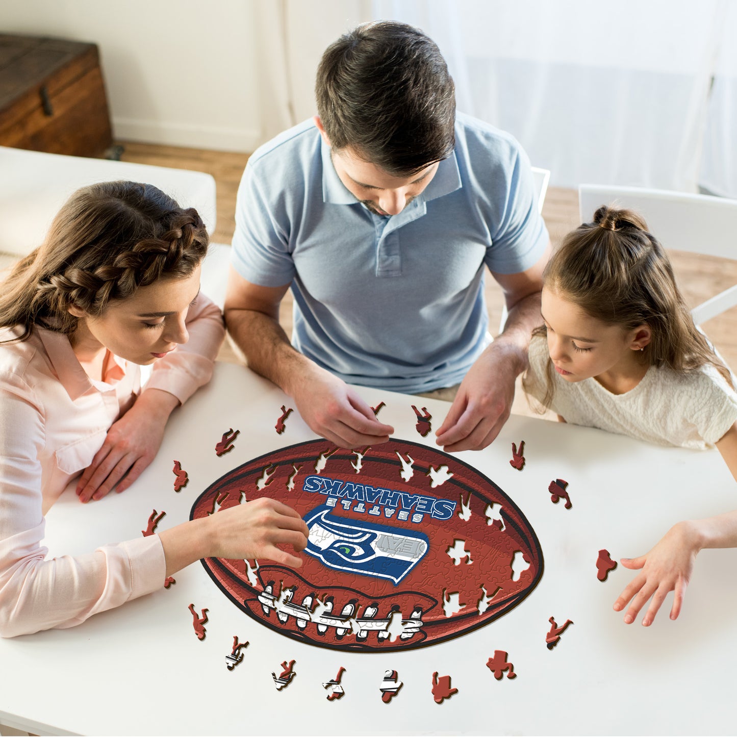 Seattle Seahawks™ Futebol Americano - Quebra-cabeça de Madeira 