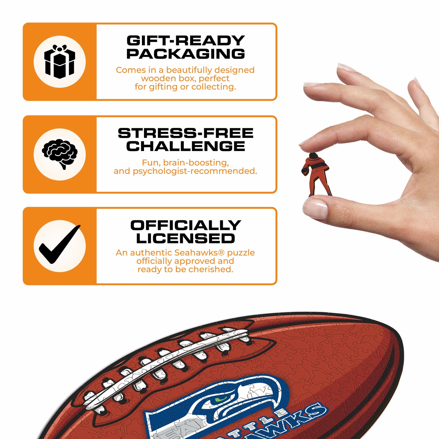 Seattle Seahawks™ Futebol Americano - Quebra-cabeça de Madeira 