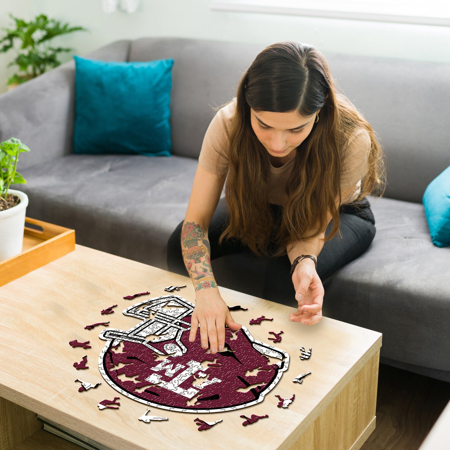 Texas A&M University Helmet - Wooden Puzzle