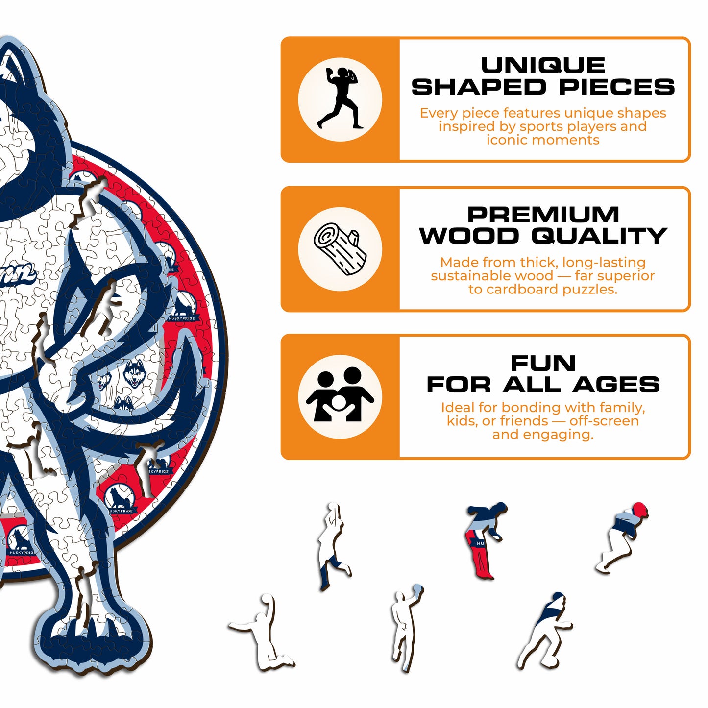 UConn Huskies Mascot Wooden Puzzle