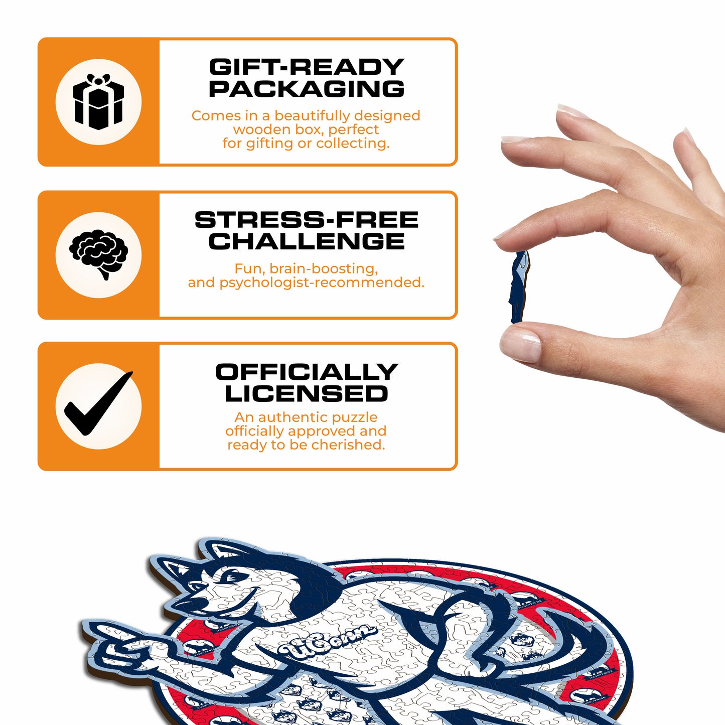 UConn Huskies Mascot Wooden Puzzle