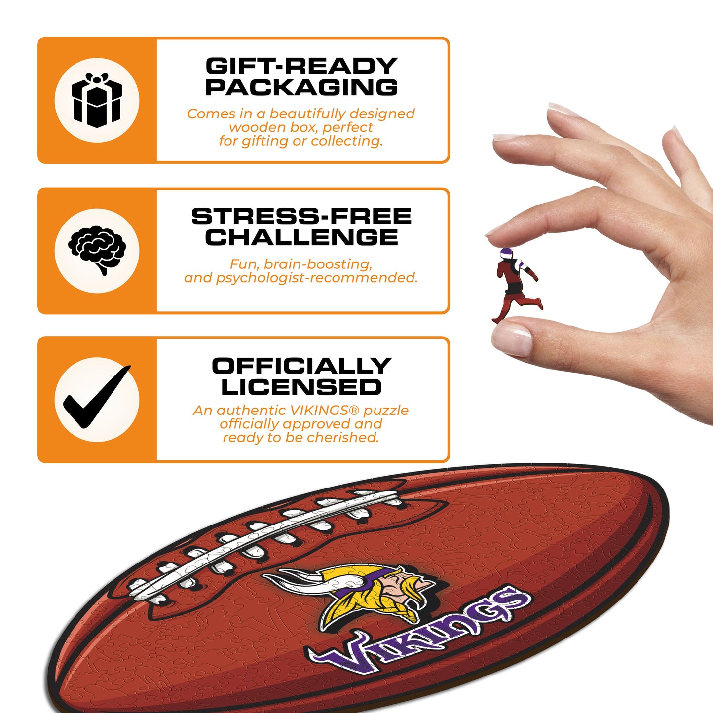 Minnesota Vikings™ Futebol Americano - Quebra-cabeça de Madeira 