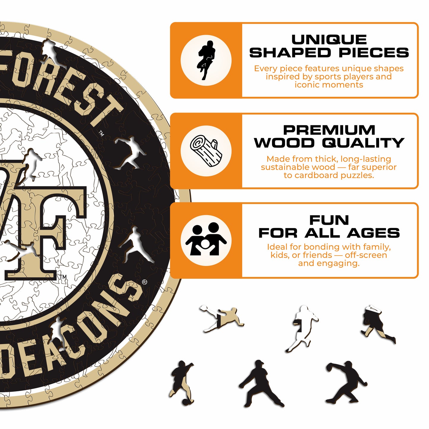 Wake Forest Demon Deacons Logo Wooden Puzzle