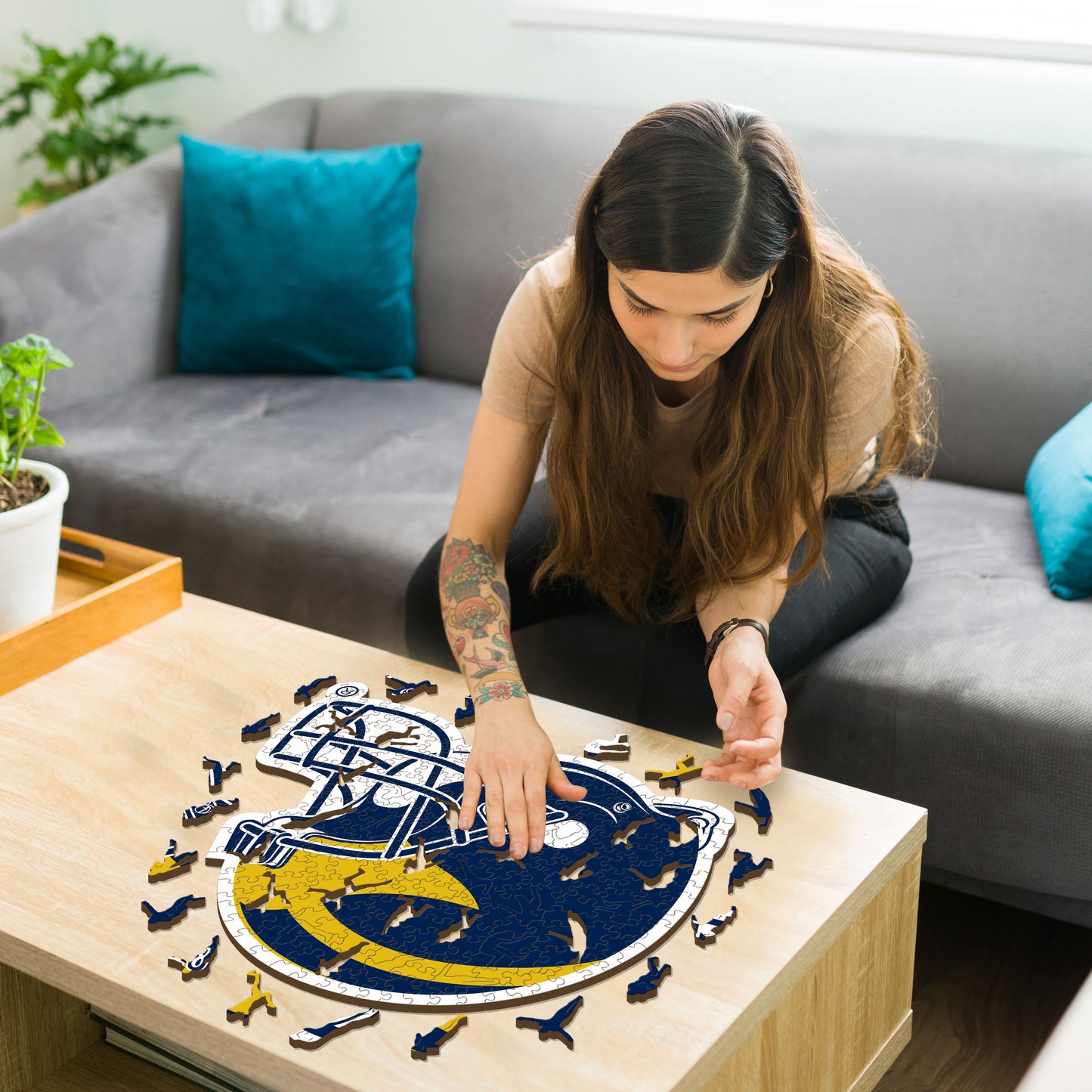 University of Michigan Helmet - Wooden Puzzle