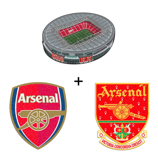 3 PACK Arsenal FC® Logo + Retro Logo + Emirates Stadium