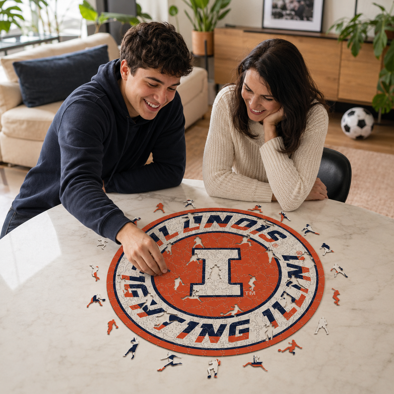 Illinois Fighting Illini Logo Wooden Puzzle