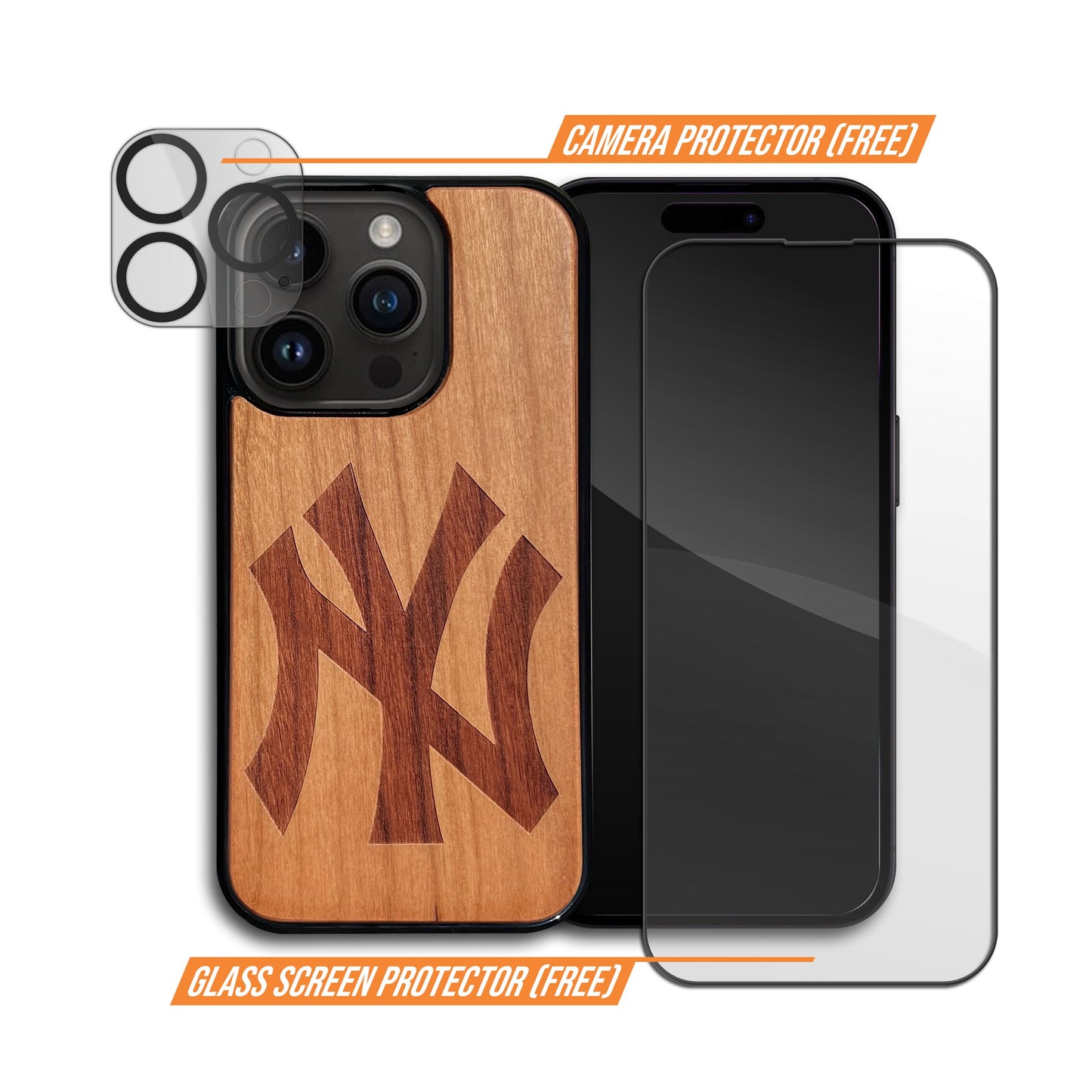 New York Yankees™ "NY" Logo - Wooden Phone Case (MagSafe Compatible)