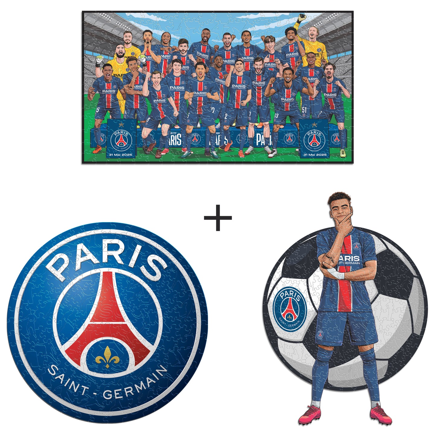 3 PACK Paris Saint-Germain FC® Logo + Team + Doué