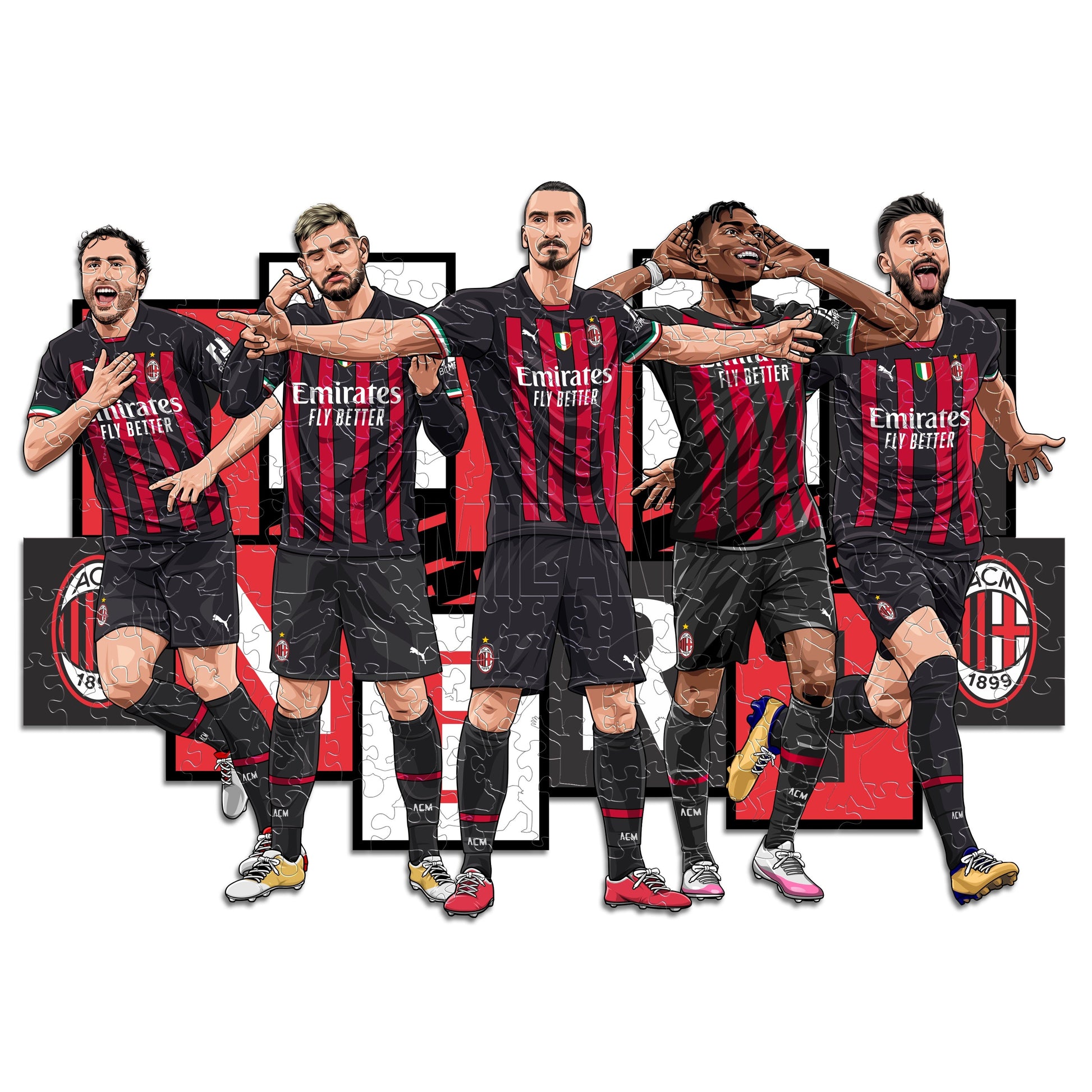AC Milan® 5 Players - Wooden Puzzle (LIMITED EDITION) – Iconic Puzzles