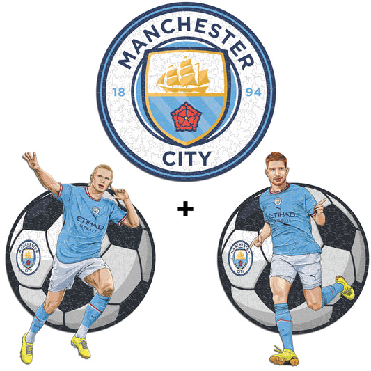 3 件套曼徹斯特城足球俱樂部® 徽標 + 哈蘭德 + 德布勞內
